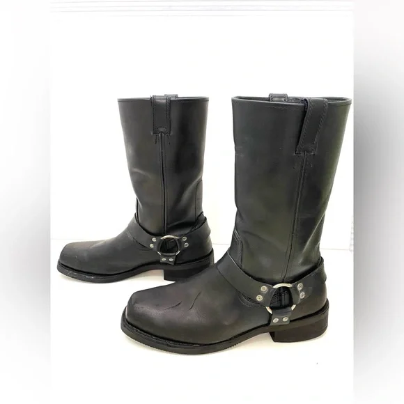 Harley-Davidson Mens Hustin 11-Inch Pull-On Harness Motorycle Black Boots D95354